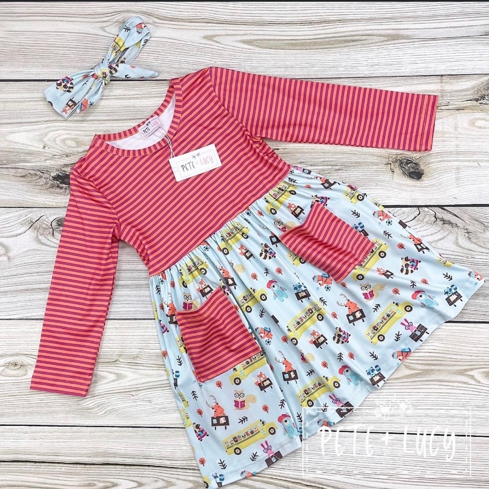 Petit Lucy Striped Pink and Blue Kids Casual Dress